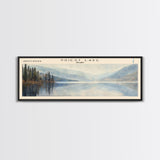 Priest Lake Idaho Framed Canvas Print, Lake House Decor, Panoramic Wall Art, Travel Poster, Beautiful Landscape Painting, Living Room Decor