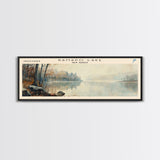 Ramapo Lake New Jersey Framed Canvas Print, Lake House Decor, Panoramic Wall Art, Travel Poster, Scenic Landscape Painting, Contemporary Art