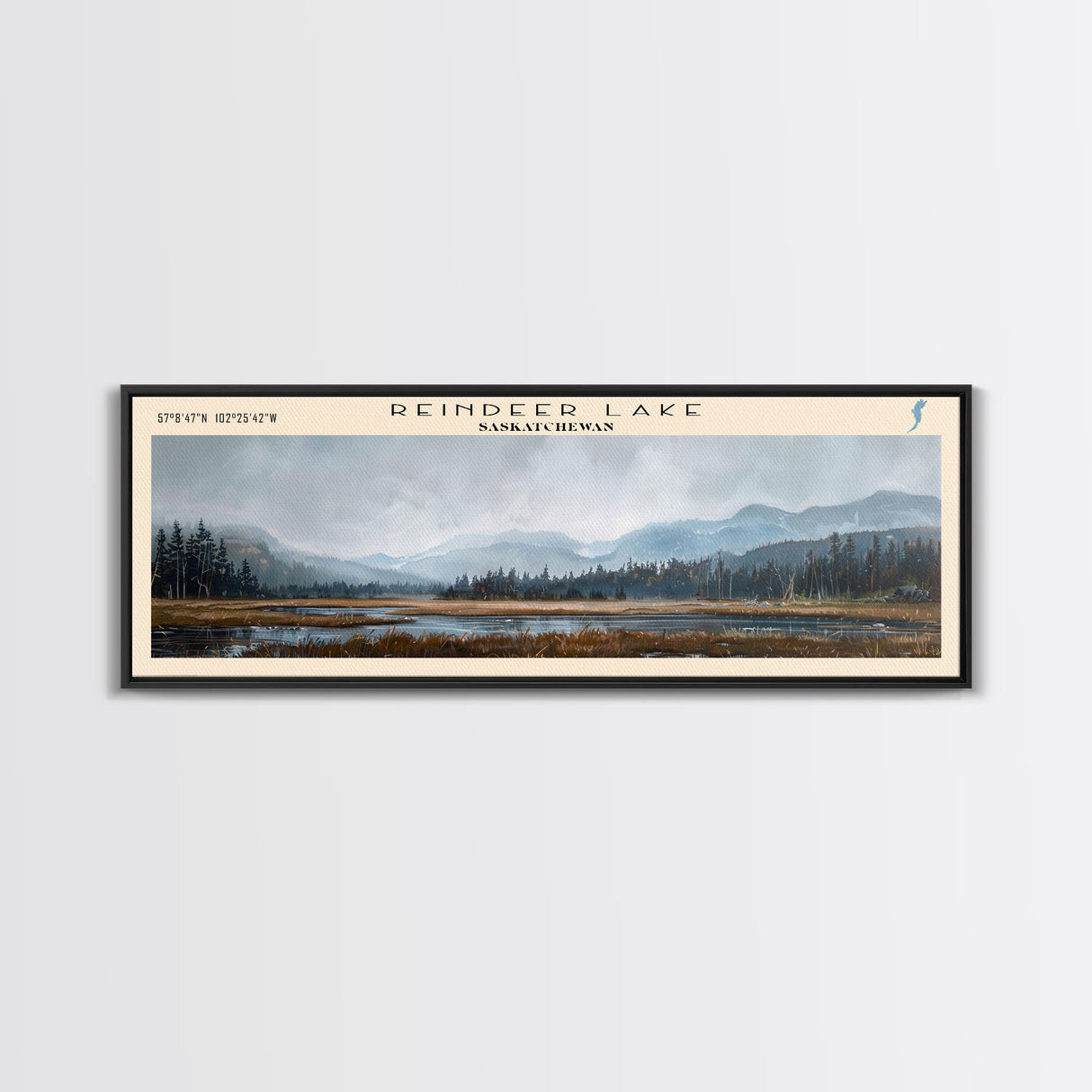 Sebago Lake Framed Canvas Print, Lake House Decor, Panoramic Wall Art, Travel Poster, Scenic Lake Scene, Living Room Decor