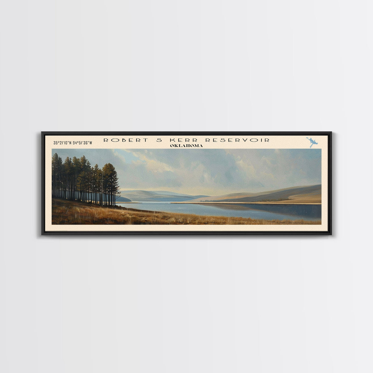 Selawik Lake Framed Canvas Print, Lake House Decor, Panoramic Wall Art, Travel Poster, Beautiful Landscape Painting, Home Decor