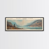 Saint Mary Lake Montana Framed Canvas Print, Lake House Decor, Panoramic Wall Art, Travel Poster, Scenic Lake Painting, Living Room Decor