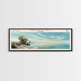 Salton Sea Framed Canvas Print, Lake House Decor, Panoramic Wall Art, Travel Poster, Unique Lake Painting, Modern Art