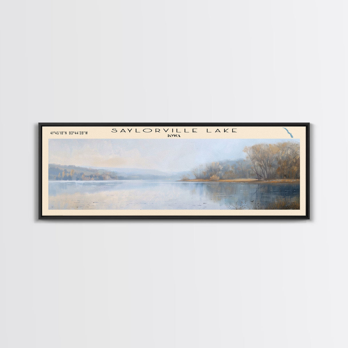 Saylorville Lake Iowa Framed Canvas Print, Lake House Decor, Panoramic Wall Art, Travel Poster, Beautiful Lake Scene, Home Decor