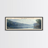 Smallwood Michikamau Lake Panoramic Framed Canvas Print, Lake House Decor, Wall Art, Travel Poster, Scenic Landscape, Bedroom Decor