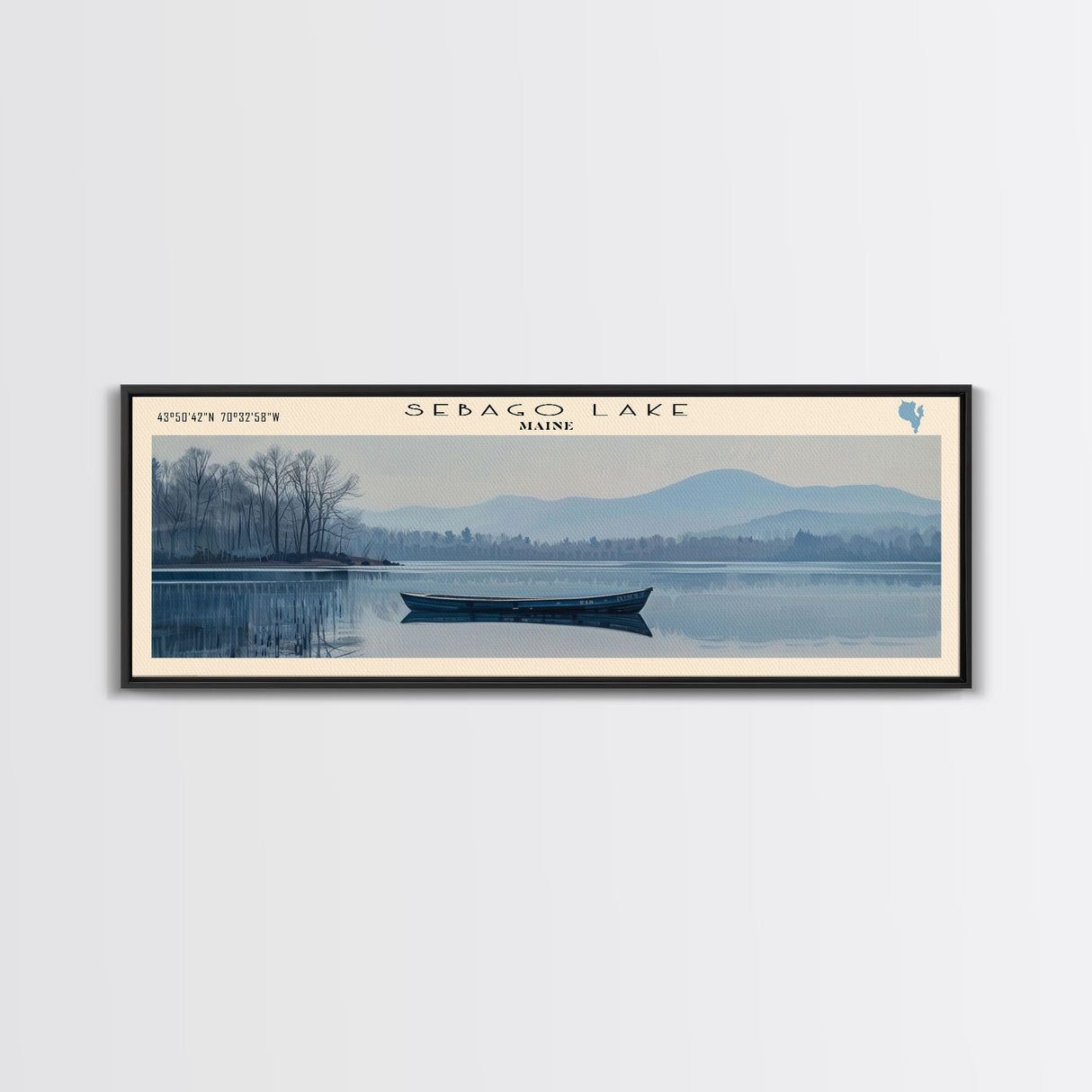 Smith Mountain Lake Virginia Panoramic Framed Canvas Print, Lake House Decor, Wall Art, Travel Poster, Beautiful Lake Scene, Modern Art