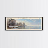 Sechrist Lake Indiana Framed Canvas Print, Lake House Decor, Panoramic Wall Art, Travel Poster, Serene Lake Painting, Bedroom Decor