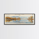 Sevier Lake Utah Panoramic Framed Canvas Print, Lake House Decor, Wall Art, Travel Poster, Tranquil Landscape, Modern Art