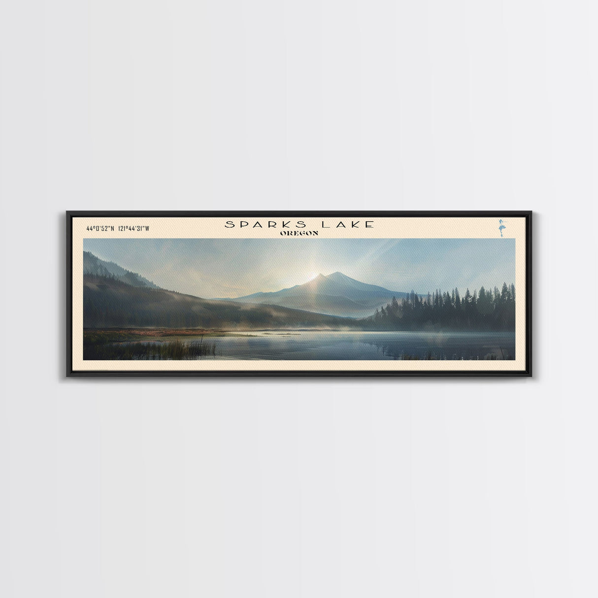 Swiftcurrent Lake Montana Panoramic Wall Art, Framed Canvas Print, Lake House Decor, Travel Poster, Tranquil Landscape, Modern Art, Bedroom Decor