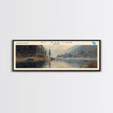 Takslesluk Lake Panoramic Wall Art, Framed Canvas Print, Lake House Decor, Travel Poster, Serene Lake Scene, Living Room Decor