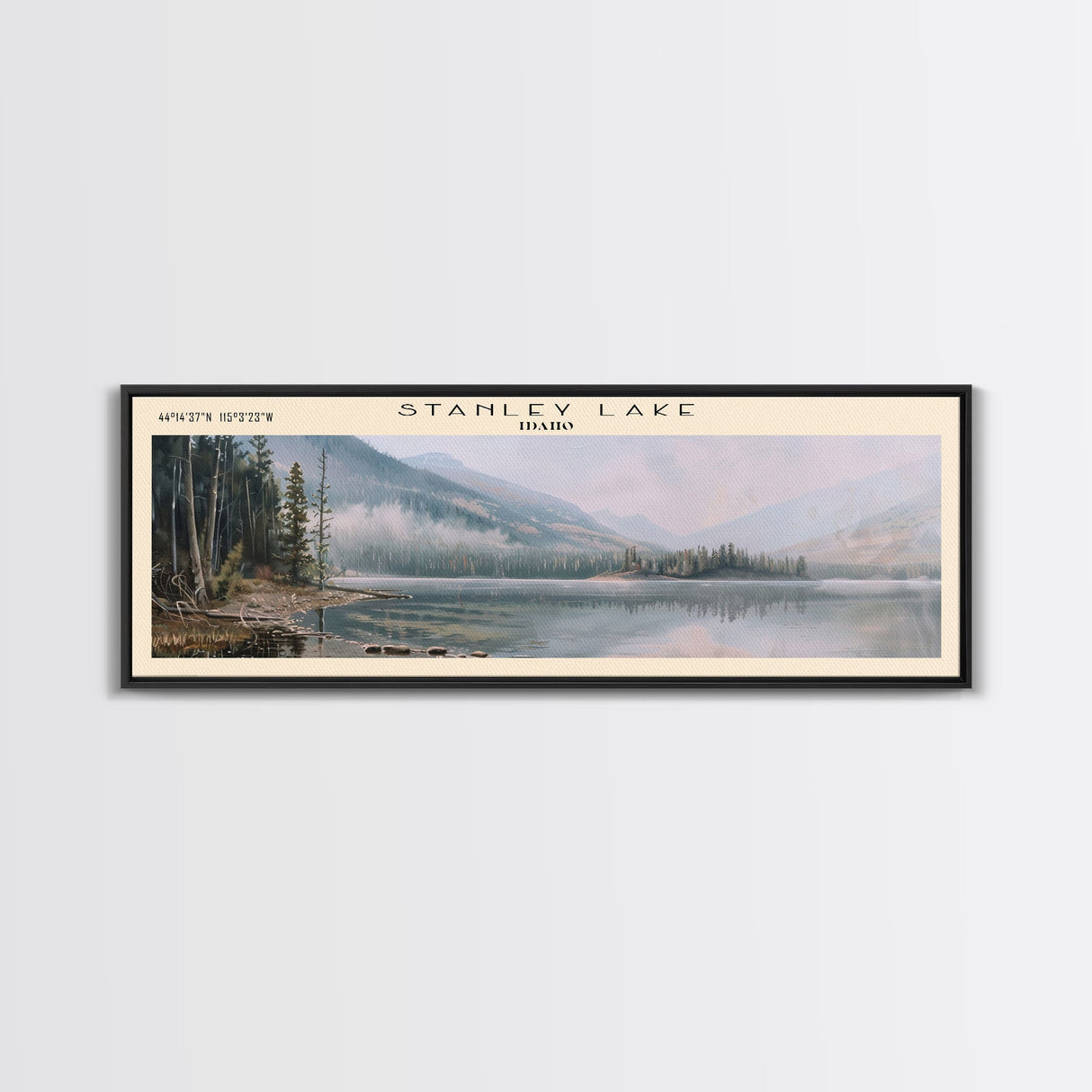 Tamiahua Panoramic Wall Art, Framed Canvas Print, Lake House Decor, Travel Poster, Beautiful Lake Painting, Bedroom Decor