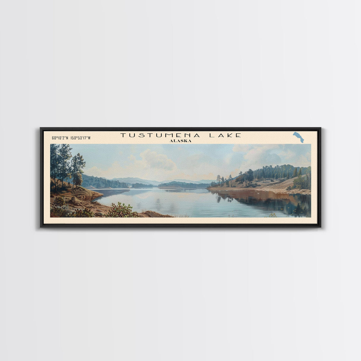 Wallum Lake RhodeIsland Panoramic Wall Art, Framed Canvas Print, Lake House Decor, Travel Poster, Beautiful Lake Scene, Bedroom Art