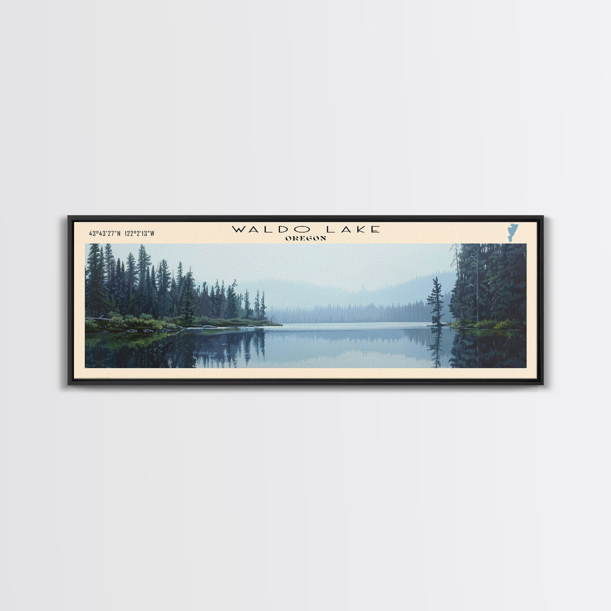 Whitefish Bay Panoramic Wall Art, Framed Canvas Print, Lake House Decor, Travel Poster, Serene Landscape, Home Art