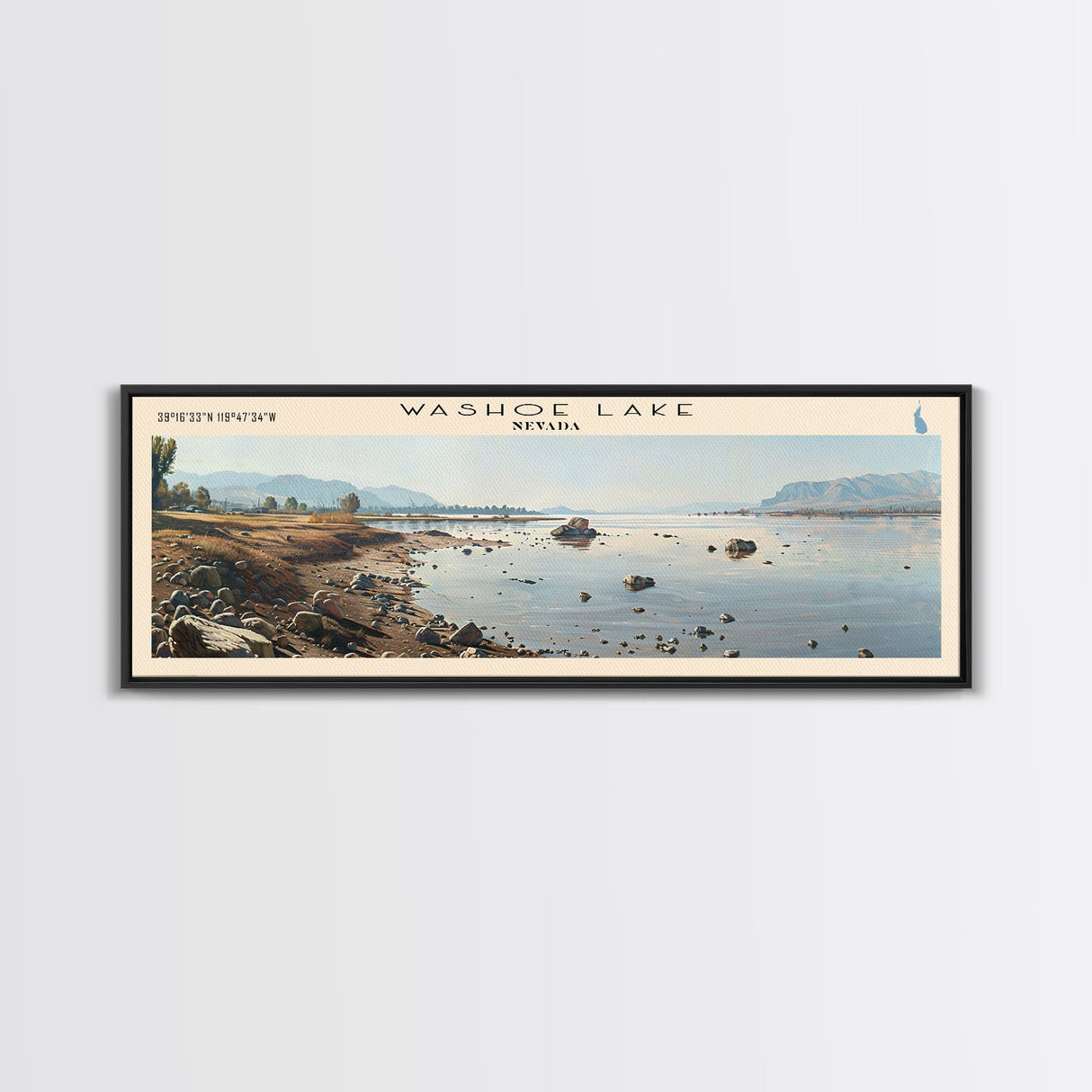 Winnipeg Lake Michigan Panoramic Wall Art, Framed Canvas Print, Lake House Decor, Travel Poster, Scenic Lake Scene, Bedroom Decor