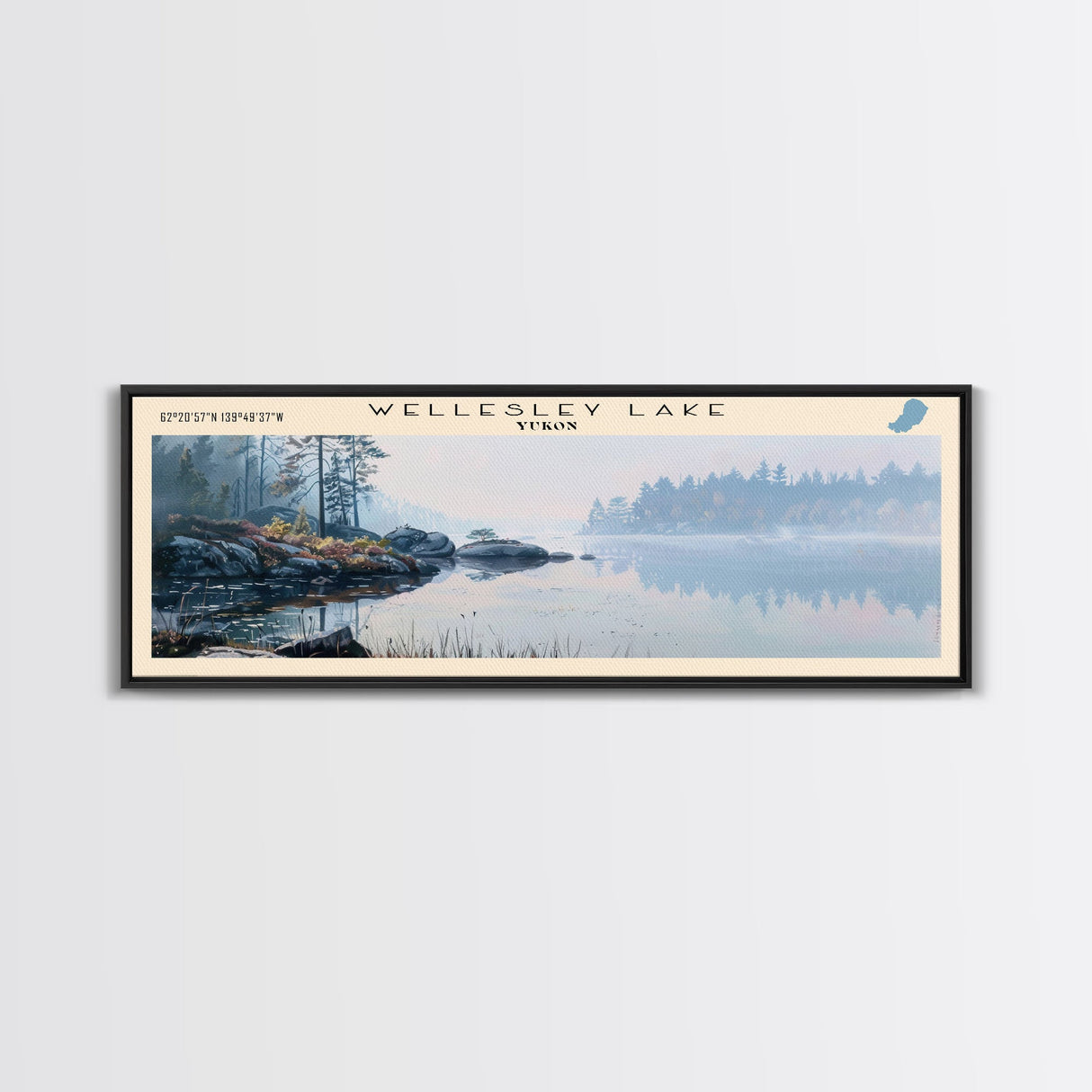 Worden Pond Rhode Island Panoramic Wall Art, Framed Canvas Print, Lake House Decor, Travel Poster, Beautiful Lake Scene, Living Room Decor