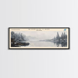 Windigo Lake Panoramic Wall Art, Framed Canvas Print, Lake House Decor, Travel Poster, Beautiful Lake Scene, Living Room Art