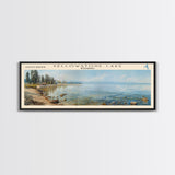 Yellowstone Lake Panoramic Wall Art, Framed Canvas Print, Lake House Decor, Travel Poster, Beautiful Lake Scene, Living Room Decor