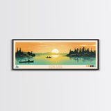 Dore Lake Saskatchewan Framed Canvas Print, Midcentury Modern Panoramic Wall Art, Living Room Decor, Pop Art, Travel Poster Art, Scenic Nature Painting