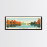 East Fork Lake Ohio Framed Canvas Print, Panoramic Wall Art, Midcentury Modern, Pop Art, Bedroom Decor, Travel Poster, Artistic Lake Painting