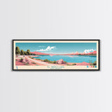 El Vado Lake New Mexico Framed Canvas Print, Panoramic Art, Midcentury Modern, Pop Art, Bedroom Decor, Travel Poster, Serene Lake Art