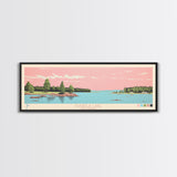 Eufaula Lake Oklahoma Framed Canvas Print, Panoramic Art, Midcentury Modern, Pop Art, Living Room Wall Art, Travel Poster, Nature Art