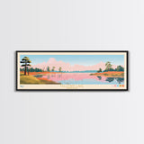 Fellows Lake Missouri Framed Canvas Print, Panoramic Wall Art, Midcentury Modern, Pop Art, Bedroom Decor, Travel Poster, Artistic Decor, Nature Painting