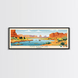 Fool Hollow Lake Arizona Framed Canvas Print, Panoramic Art, Midcentury Modern, Pop Art, Living Room Decor, Travel Poster, Lake Painting, Wall Art