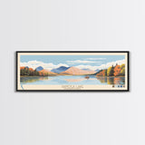 Ganoga Lake Pennsylvania Framed Canvas Print, Panoramic Art, Midcentury Modern, Pop Art, Living Room Wall Art, Travel Poster, Nature Painting, Home Decor