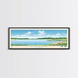 Hoopes Reservoir Delaware Framed Canvas Print, Panoramic Wall Art, Midcentury Modern, Pop Art, Lake House Art, Travel Poster, Bedroom Decor