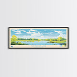 Hop Brook Lake Connecticut Framed Canvas Print, Panoramic Art, Midcentury Modern, Pop Art, Living Room Decor, Travel Poster, Artistic Decor