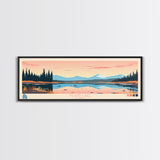 Inland Lake Alaska Framed Canvas Print, Panoramic Wall Art, Midcentury Modern, Pop Art, Bedroom Art, Travel Poster, Home Decor