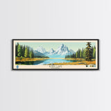 Jenny Lake Wyoming Framed Canvas Print, Panoramic Wall Art, Midcentury Modern, Pop Art, Living Room Decor, Travel Poster, Bedroom Art