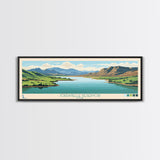 Jordanelle Reservoir Utah Framed Canvas Print, Panoramic Art, Midcentury Modern, Pop Art, Living Room Wall Art, Travel Poster, Nature Decor