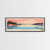 Keystone Lake Oklahoma Framed Canvas Print, Panoramic Art, Midcentury Modern, Pop Art, Living Room Decor, Travel Poster, Artistic Decor