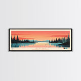 Lac De Gras Northwest Framed Canvas Print, Panoramic Wall Art, Midcentury Modern, Pop Art, Bedroom Decor, Travel Poster, Living Room Art