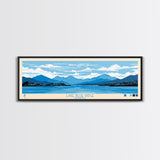 Lake Blue Ridge Georgia Framed Canvas Print, Panoramic Art, Midcentury Modern, Pop Art, Living Room Wall Art, Travel Poster, Lake House Decor