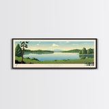 Lake Jacomo Missouri Framed Canvas Print, Panoramic Wall Art, Midcentury Modern, Pop Art, Lake House Decor, Travel Poster, Bedroom Art