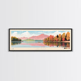 Lake James North Carolina Framed Canvas Print, Panoramic Wall Art, Midcentury Modern, Pop Art, Living Room Decor, Travel Poster, Bedroom Art