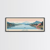 Lake Lure North Carolina Framed Canvas Print, Panoramic Wall Art, Midcentury Modern, Pop Art, Living Room Decor, Travel Poster