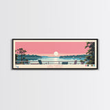 Lake Marion South Carolina Framed Canvas Print, Panoramic Wall Art, Midcentury Modern, Pop Art, Living Room Decor, Travel Poster