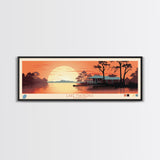 Lake Maurepas Louisiana Framed Canvas Print, Panoramic Wall Art, Midcentury Modern, Pop Art, Bedroom Art, Travel Poster, Lake House Decor