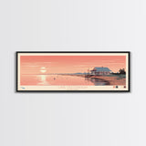 Lake McConaughy Nebraska Framed Canvas Print, Panoramic Wall Art, Midcentury Modern, Pop Art, Bedroom Art, Travel Poster, Lake House Decor