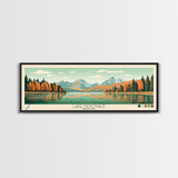 Lake McDonald Montana Framed Canvas Print, Panoramic Wall Art, Midcentury Modern, Pop Art, Living Room Decor, Travel Poster