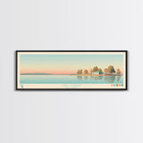 Lake Murray Oklahoma Framed Canvas Print, Panoramic Wall Art, Midcentury Modern, Pop Art, Living Room Decor, Travel Poster