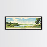 Lake Oahe North Dakota Framed Canvas Print, Panoramic Wall Art, Midcentury Modern, Pop Art, Bedroom Art, Travel Poster, Lake House Decor