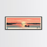 Lake Okeechobee Florida Framed Canvas Print, Panoramic Wall Art, Midcentury Modern, Pop Art, Living Room Decor, Travel Poster, Lake House Art