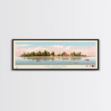 Lake Ontelaunee Pennsylvania Framed Canvas Print, Panoramic Wall Art, Midcentury Modern, Pop Art, Living Room Decor, Travel Poster, Lake House Art