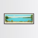 Lake Oologah Oklahoma Framed Canvas Print, Panoramic Wall Art, Midcentury Modern, Pop Art, Bedroom Art, Travel Poster, Lake House Decor