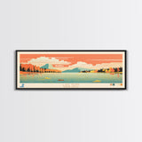 Lake Pepin Minneapolis Framed Canvas Print, Panoramic Wall Art, Midcentury Modern, Pop Art, Bedroom Art, Travel Poster, Lake House Decor