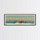 Lake Pontchartrain Louisiana Framed Canvas Print, Panoramic Wall Art, Midcentury Modern, Pop Art, Living Room Decor, Travel Poster, Lake House Art