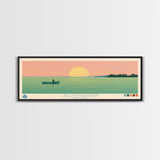 Lake Pontchartrain Louisiana Framed Canvas Print, Panoramic Wall Art, Midcentury Modern, Pop Art, Bedroom Art, Travel Poster, Lake House Decor